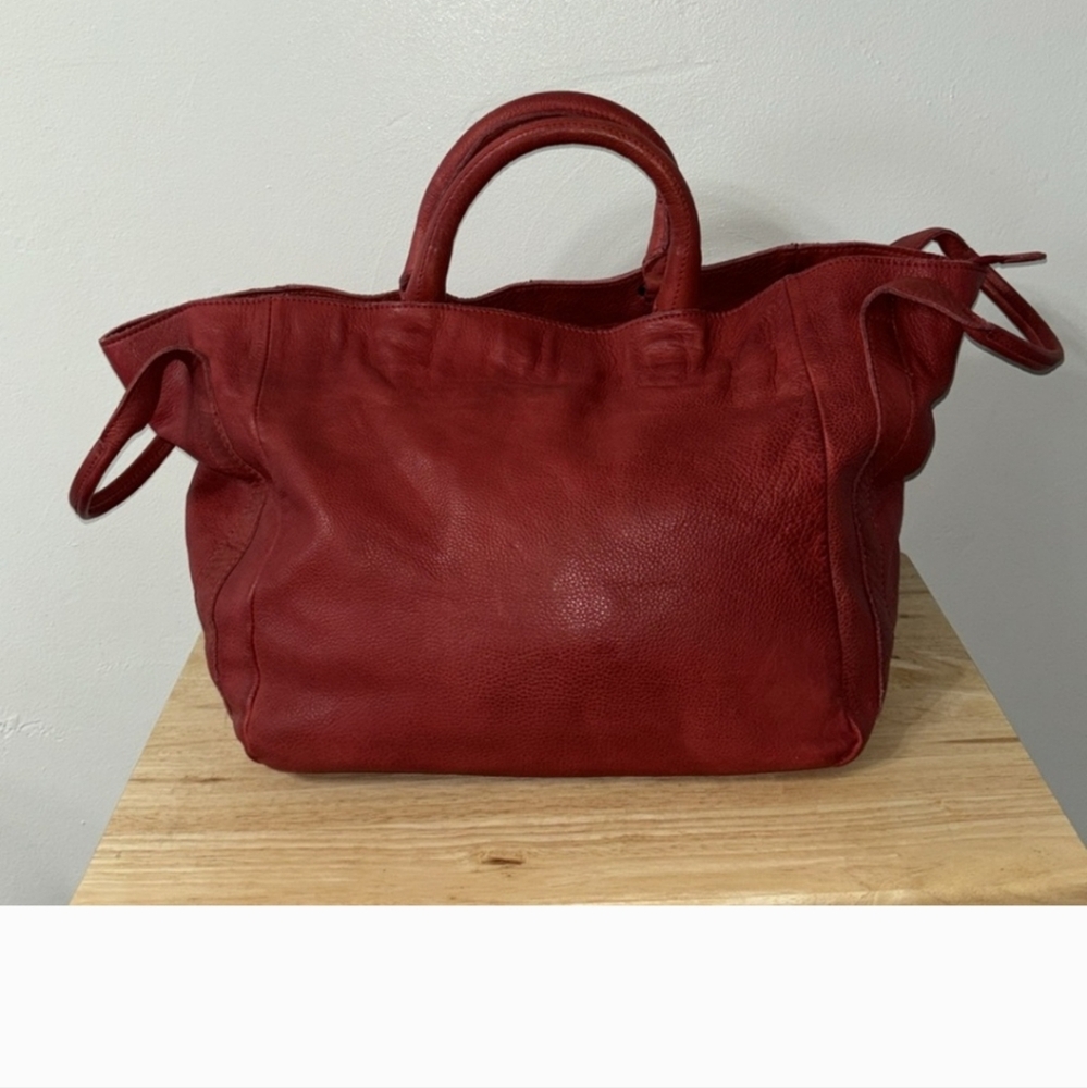 NWOT Free People Leslie Red Genuine Leather Handbag Crossbody Hobo Boho Bohemian